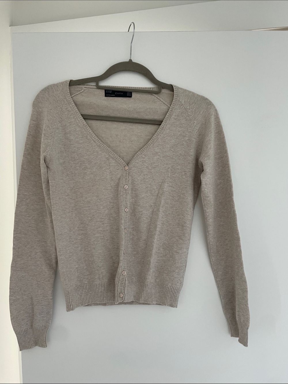 Zara Light Beige V-Neck Button Cardigan